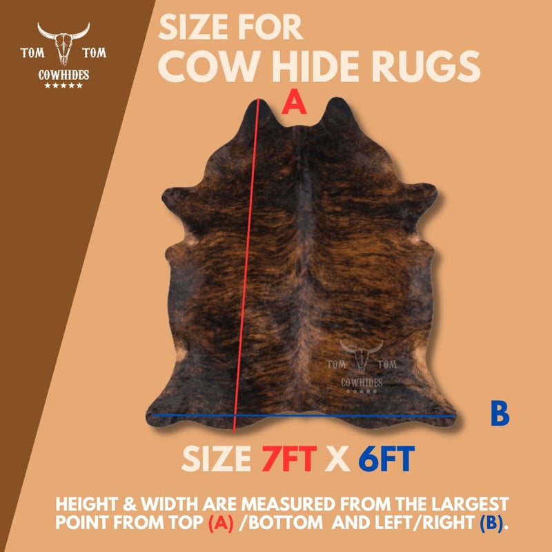 TOM TOM COWHIDES Tomtom Cowhides Brindle Dark Cowhide Rug 100% Natural Leather Rugs 7' x '6 - Image 2